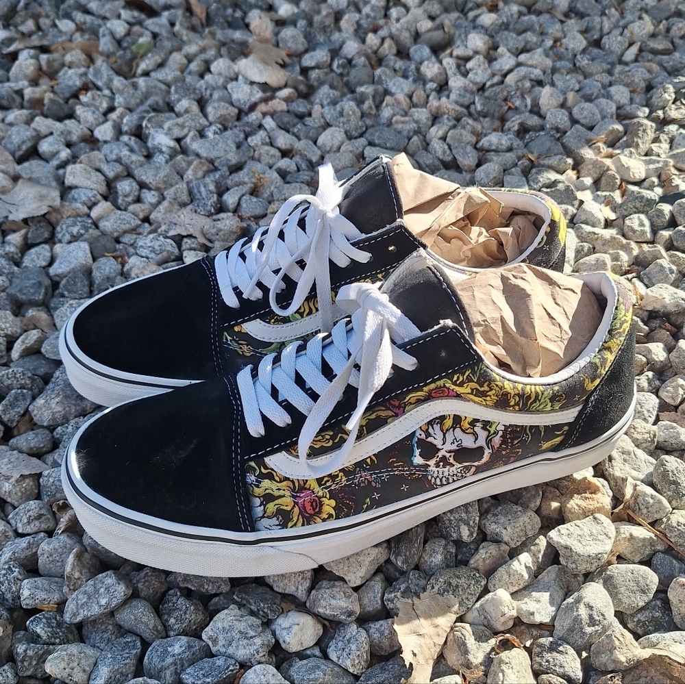 Vans Old Skool Beauty Skull/Fruit Skull Low Top Sneakers - Black/Multicolor 12 - Picture 12 of 15